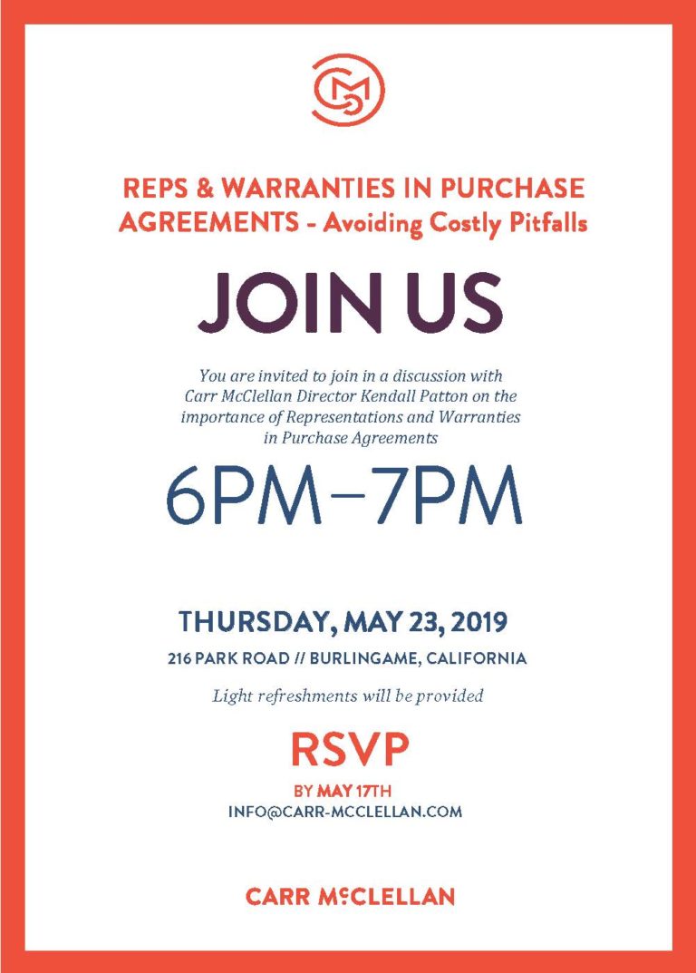 Join us for a discussion on Representations & Warranties in Purchase